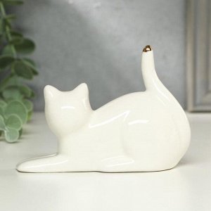 Сувенир керамика "Белый кот с золотыми ушками" 7,5х3,5х11 см