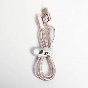 Набор держатель для провода+кабель micro USB «Котики», 1А, 1м