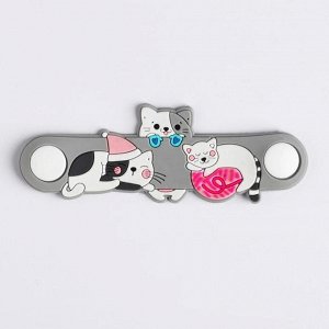 Набор держатель для провода+кабель micro USB Happy meow year, 1А, 1м