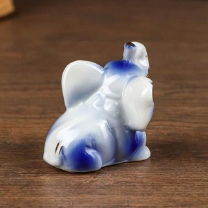 Сувенир керамика "Маленький слоник" синий с золотом 4,6х5,8х3,5 см