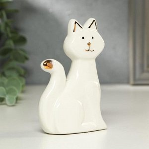 Сувенир керамика "Котик белый с золотыми ушками" 10х3х6 см