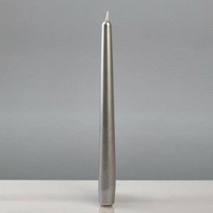 Свечи античные лакированные №40, 2,2?23 см, серебряный металлик