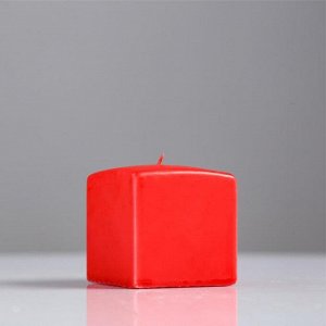 Свеча куб, 6х6 см, красная лакированная