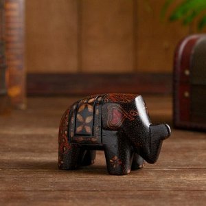 Интерьерный сувенир "Расписной слонёнок" дерево, батик 11 см