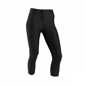 DECATHLON Тайтсы для бега 3/4 женские черные RUN DRY