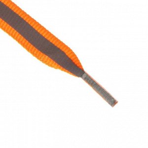 Шнурки для обуви, пара, плоские, со светоотражающей полосой, 10 мм, 70 см, цвет оранжевый