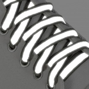 Шнурки для обуви, пара, плоские, со светоотражающей полосой, 10 мм, 70 см, цвет серый 1859403