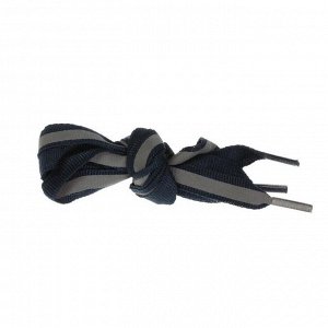 Шнурки для обуви, пара, плоские, со светоотражающей полосой, 10 мм, 70 см, цвет тёмно-синий