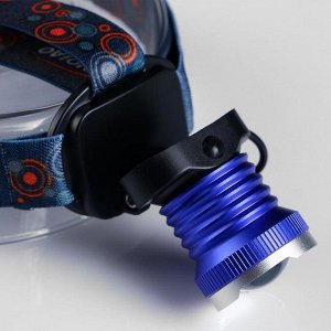 Фонарь налобный CREE-*P, 220V, 3 режима, zoom, микс, 4.5х6.5 см