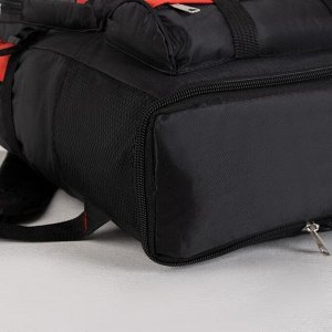 Рюкзак туристический, 21 л/25 л, отдел на молнии, 3 наружных кармана, с расширением, цвет чёрный/красный
