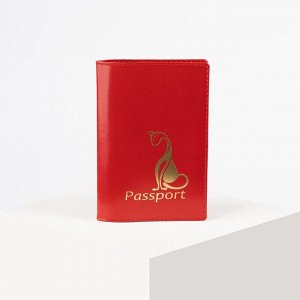 Обложка для паспорта, тиснение, цвет красный