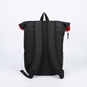 Рюкзак молодёжный, отдел на молнии, наружный карман, 2 боковые сетки, цвет чёрный/вишнёвый