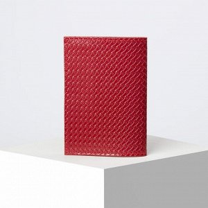 Обложка для паспорта с плетением, 5 карманов для карт, цвет красный