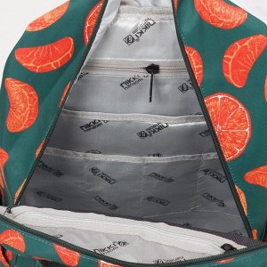 Рюкзак молодёжный, отдел на молнии, 4 наружных кармана, цвет зелёный/оранжевый