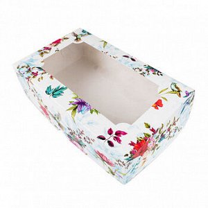 Коробка под зефир "Цветы ассорти" с окном 25*15*7 см