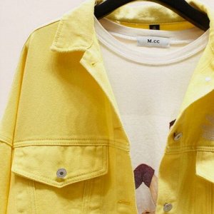 Джинсовая куртка,желтый