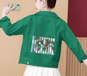 Джинсовая куртка,зеленый