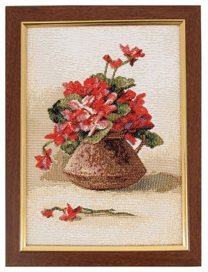 Бутоньерка(бордовые цветы) арт.4809 17х24 см гобелен без рамы