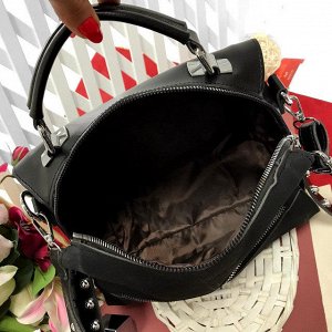 Стильная сумка-саквояж J&#039;adore с ремнем через плечо из качественной эко-кожи и искусственной замши черного цвета.