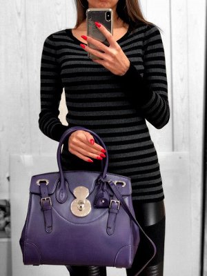Эффектная женская сумочка Ralph_Find из плотной натуральной кожи тёмно-аметистового цвета.