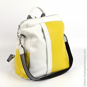 Женский кожаный рюкзак 9064 Вайт/Елоу белый желтый