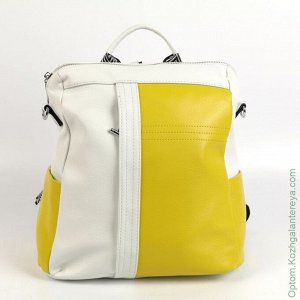 Женский кожаный рюкзак 9064 Вайт/Елоу белый желтый