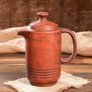Чайник для заварки "Травник", красная глина, узор, 1 л