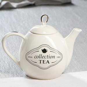 Чайный набор "Петелька" чайник 0,8 л, чашка 0,22 л, белый, глазурь, чай