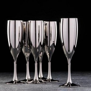Набор бокалов для шампанского «Серебро», 170 мл, 6 шт