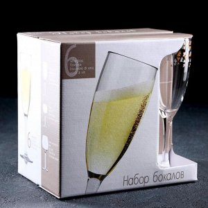 Набор бокалов для шампанского «Абстракция золото-серебро», 170 мл, 6 шт, в подарочной упаковке