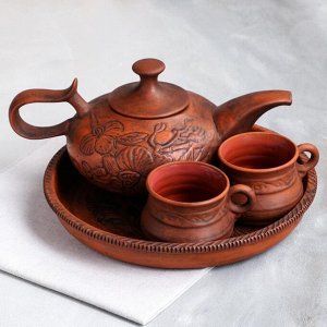 Чайный набор &quot;Алладин&quot;, 4 предмета, чайник 0.7 л, 2 кружки 0.15 л, поднос