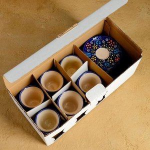 Кофейный набор 12 предметов "Рельеф синий" 100мл