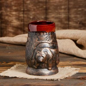 Пивная кружка "Медведь", бронза, керамика, 0.95 л