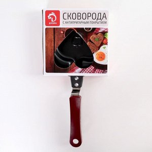 Сковорода Доляна «Яблоко», d=12 см, пластиковая ручка, антипригарное покрытие, цвет чёрный