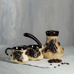 Кофейный набор &quot;Кофе&quot;, 3 предмета: турка 0.7 л, чашки 0.25 л, микс