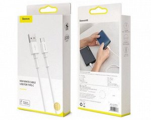 Кабель Baseus Mini white Type-C - USB белый 3A, 1м