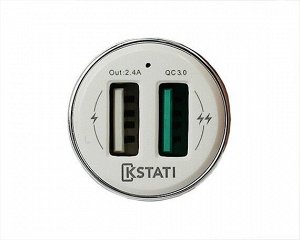 АЗУ-2USB Kstati CC-37 QC 3.0 + 2.4A, 30W, белый recommended