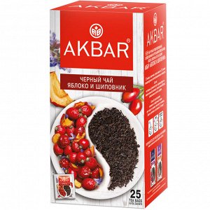 Чай Akbar "Яблоко и Шиповник", черный с добавками, 25 сашетов