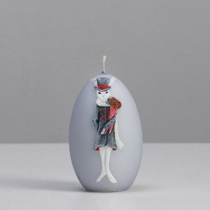 Свеча фигурная "Элегантный кролик Яйцо", 6х9 см, светло-серый