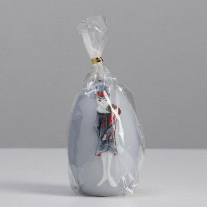 Свеча фигурная "Элегантный кролик Яйцо", 6х9 см, светло-серый
