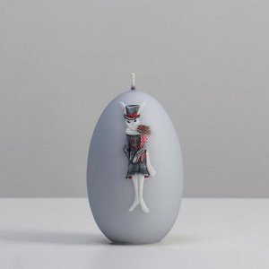 Свеча фигурная "Элегантный кролик Яйцо", 8х12 см, светло-серый