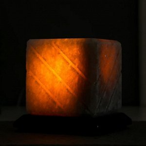 Соляной светильник с диммером "Куб-арома" 1-2кг, Е14 15Вт, 100% белая соль, 12х11х11 см