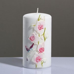 Свеча - цилиндр "Орхидея", 8?15 см, розовый