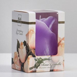 Свеча фигурная ароматическая "Роза", 8х12,5 см, лаванда, цвет фиолетовый