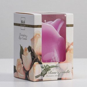 Свеча фигурная ароматическая "Роза", 8х12,5 см, розовый