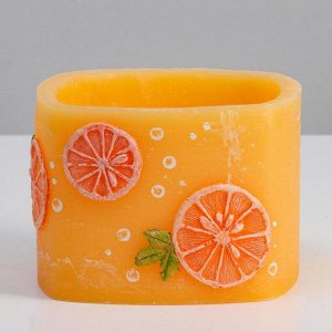 Подсвечник / лампион квадратный ароматический  "Апельсин", 13х13х9,5 см, оранжевый