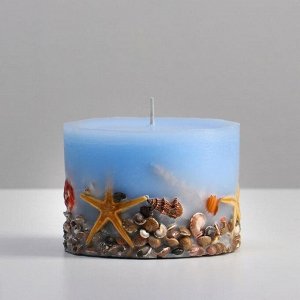 Свеча - цилиндр ароматическая "Море", 10х7 см, синий