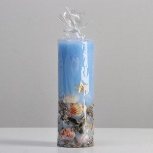 Свеча - цилиндр ароматическая "Море", 7х20 см, синий