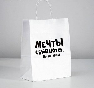 Пакет подарочный с приколами «Мечты сбываются, но не твои», 24 х 14 х 30 см