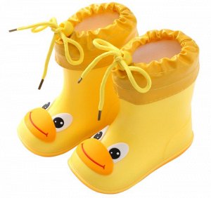 Детские резиновые сапоги с теплым носочком-вкладышем, принт "Лягушенок", цвет желтый